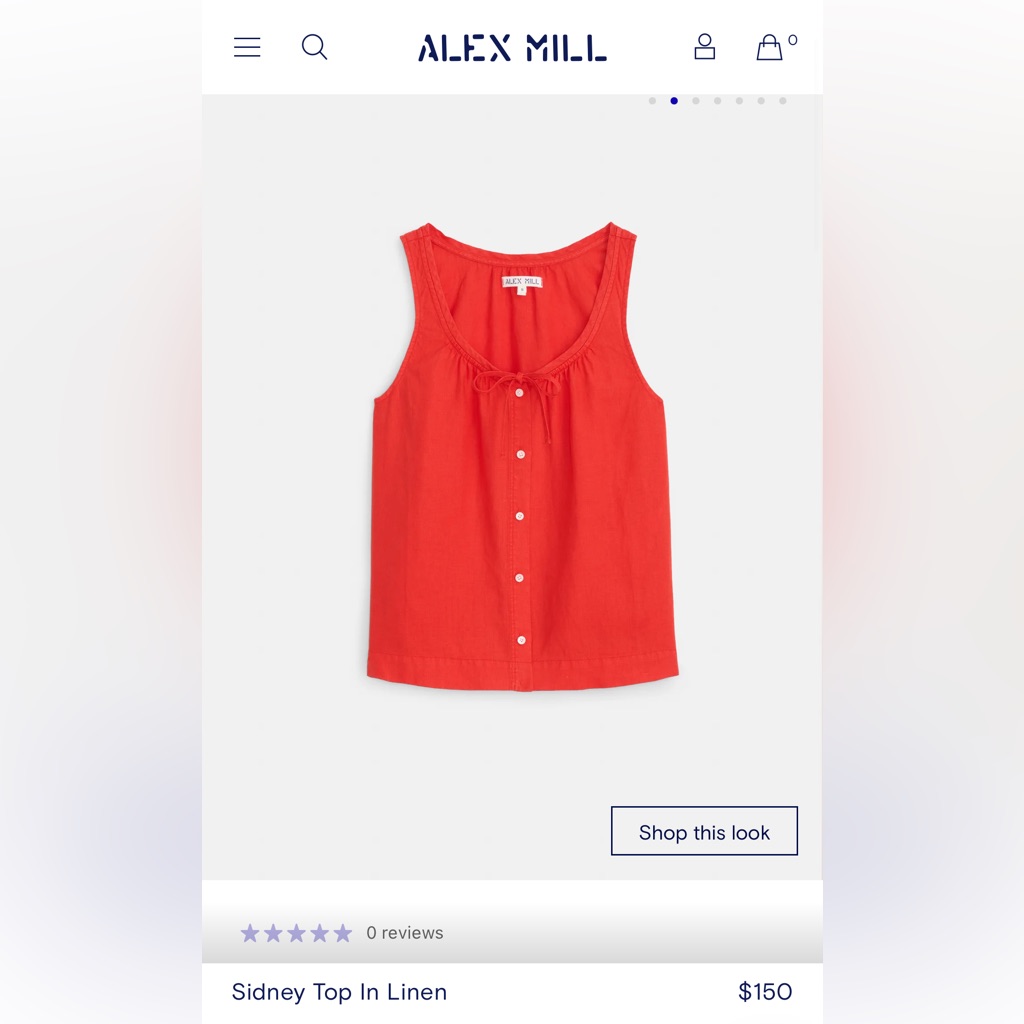 Alex Mill Red Sleeveless Linen Camisole With Tie Neckline — image 2 of 4